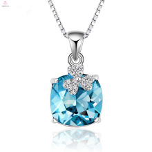 Chaîne en argent 925 de haute qualité collier pendentif en cristal bleu